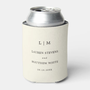 Moderne Buttergelbe Monogramm Elegante Hochzeit Dosenkühler