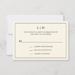 Moderne Buttergelbe Monogramm Elegante Hochzeit RSVP Karte