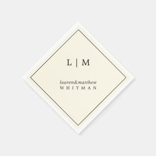 Moderne Buttergelbe Monogramm Elegante Hochzeit Serviette
