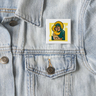 Moderne byzantinische Jungfrau Maria und Kind reli Button