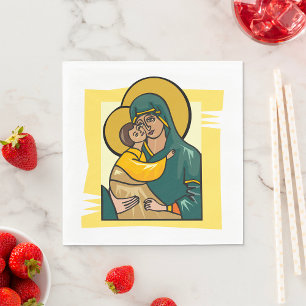 Moderne byzantinische Jungfrau Mary and Child Reli Serviette