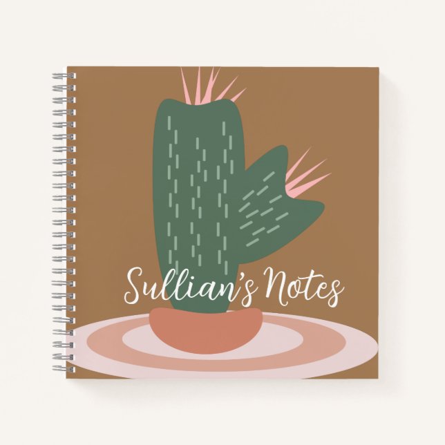 Moderne Cactus Pflanze Point Erinnerung Notizbuch (Vorderseite)