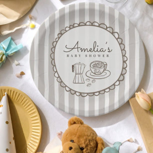 Moderne Café Bébé Streifen-Baby-Party Pappteller