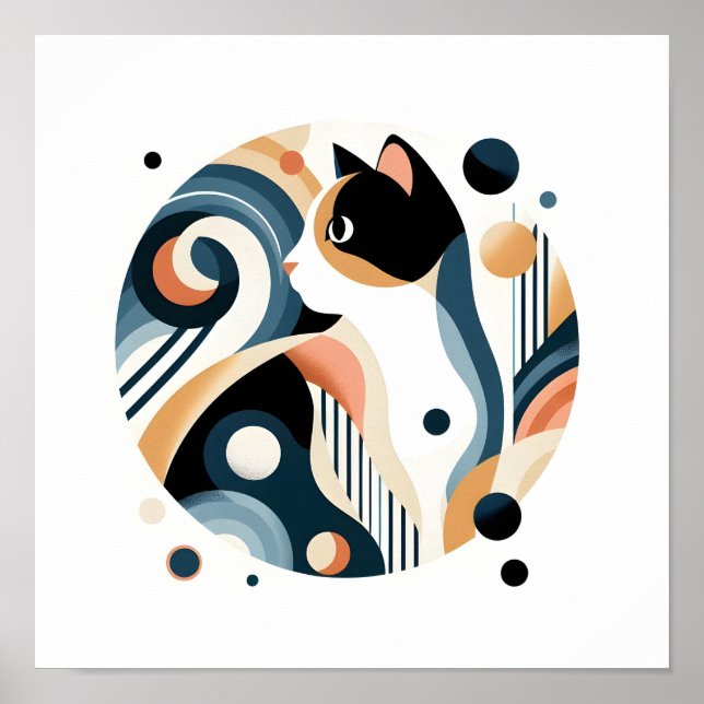 Moderne Calico Cat Artworks Poster (Vorne)