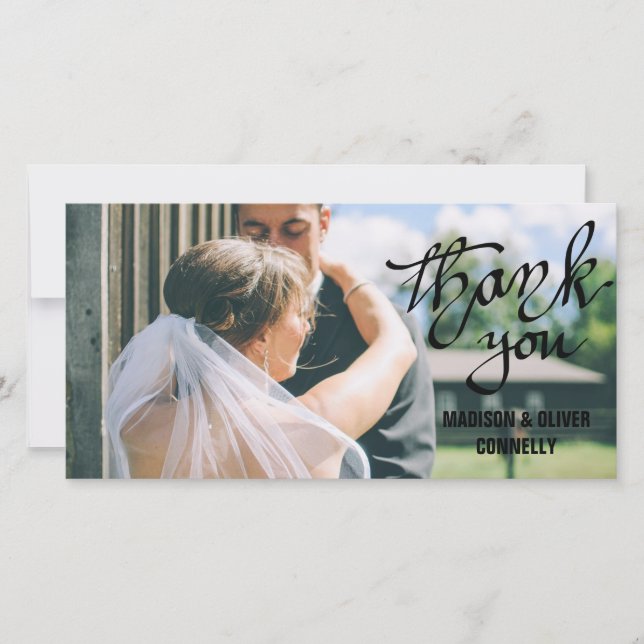 Moderne Calligraphie Script Merci Mariage (Devant)