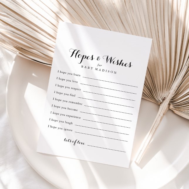 Moderne Calligraphy Baby Shower Hopps & Wish Card Postkarte (Von Creator hochgeladen)