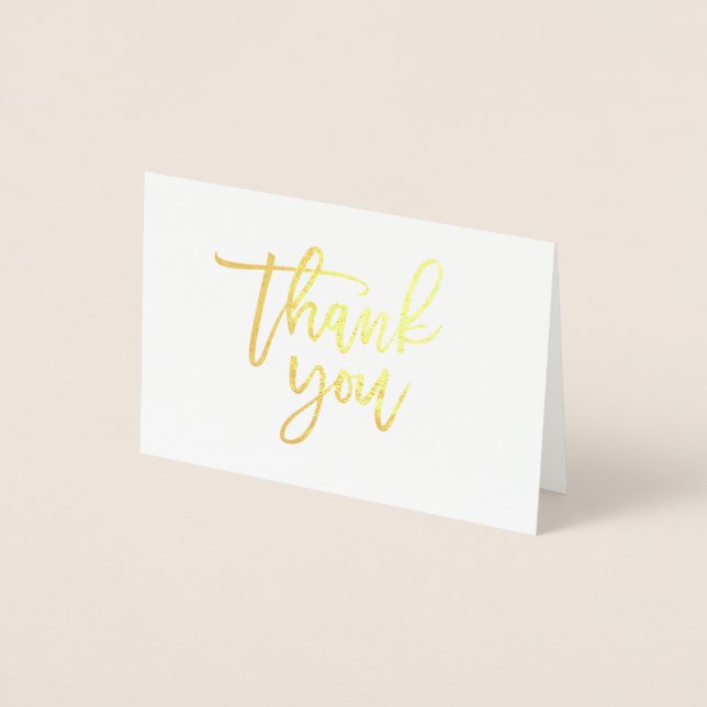 Moderne Calligraphy Gold Foil Wedding Vielen Dank Folienkarte (Vorderseite)