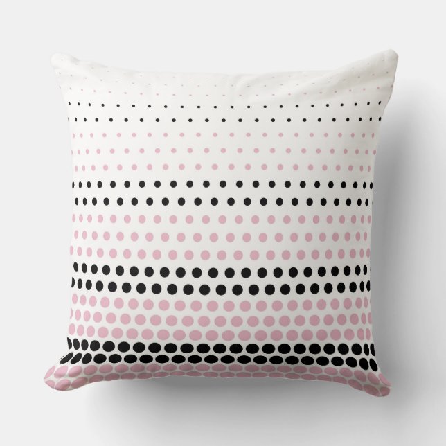 Moderne Cameo Pink und Black Polka Dot Kissen (Vorderseite)