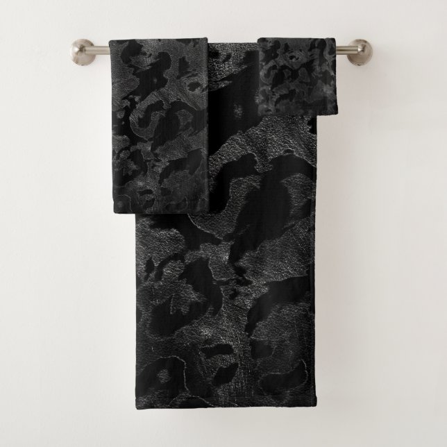 Moderne Camouflage - Schwarz und Dunkelgrau - Tarn Badhandtuch Set (Insitu)