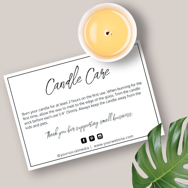 Moderne Candle Care Card Dankeskarte (Von Creator hochgeladen)