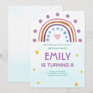 Moderne carte d'anniversaire cœur arc-en-ciel aqua