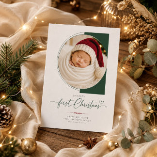 Moderne carte de Noël pour bébé avec photo de prem