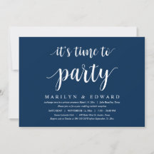 Moderne carte d'invitation de mariage bleu marine