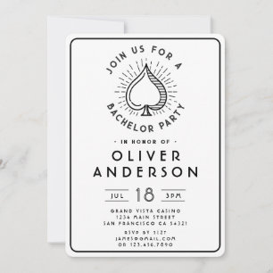 Moderne Casino Bachelor Party Poker Card weiß Einladung