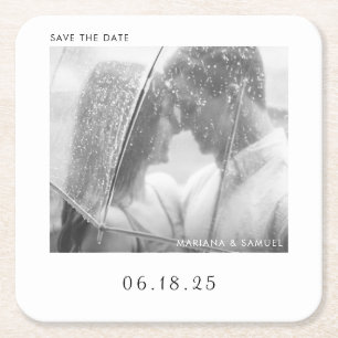 Moderne Casual Foto Hochzeit Termin merken Rechteckiger Pappuntersetzer