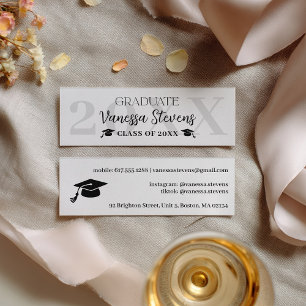 Moderne Casual Schwarz-Weiß-Name-Karte Abschluss Mini Visitenkarte
