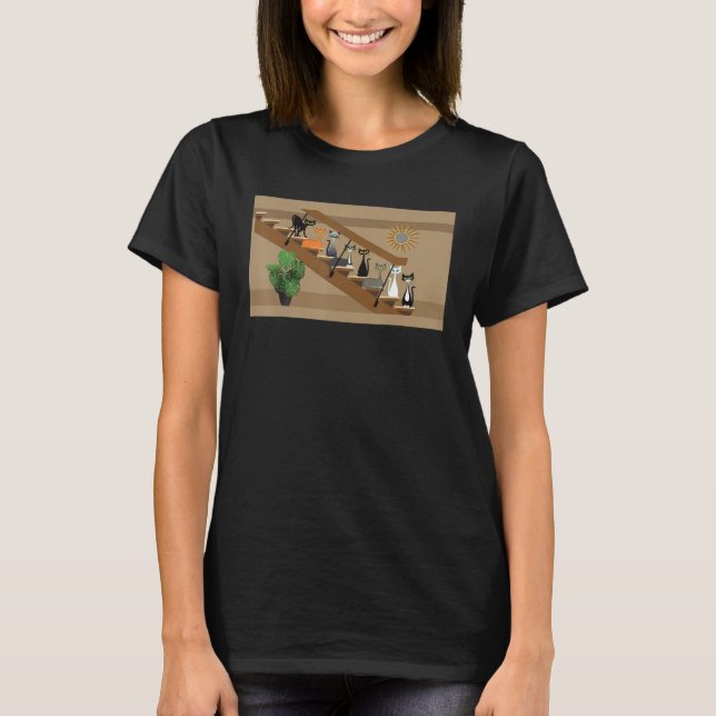 Moderne Cat-Familie Mitte des Jahrhunderts T-Shirt (Vorderseite)