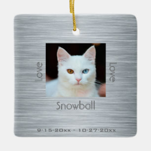 Moderne Cat Memorial Foto Liebe Weihnachten Keramikornament