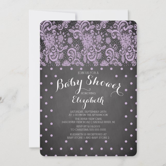 Moderne Chalkboard Girls Baby Dusche Einladung (Vorderseite)