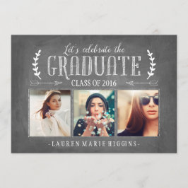 Moderne Chalkboard Graduation Party FotoCollage Einladung