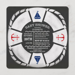 Moderne Chalkboard Nautical Baby Dusche Einladung