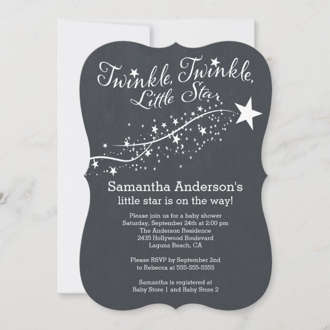 Moderne Chalkboard Star Baby Dusche Einladung (Vorderseite)