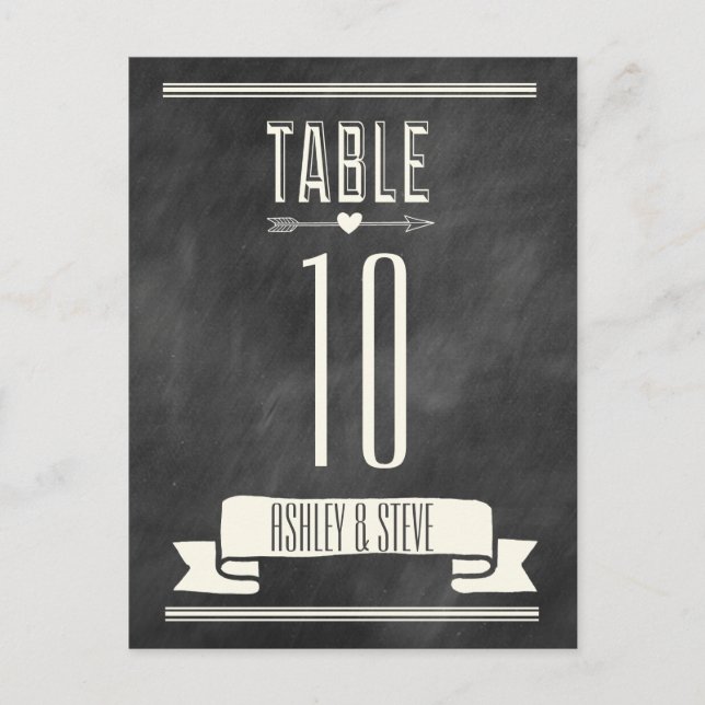 MODERNE CHALKBOARD-TISCHNUMMERN POSTKARTE (Vorderseite)