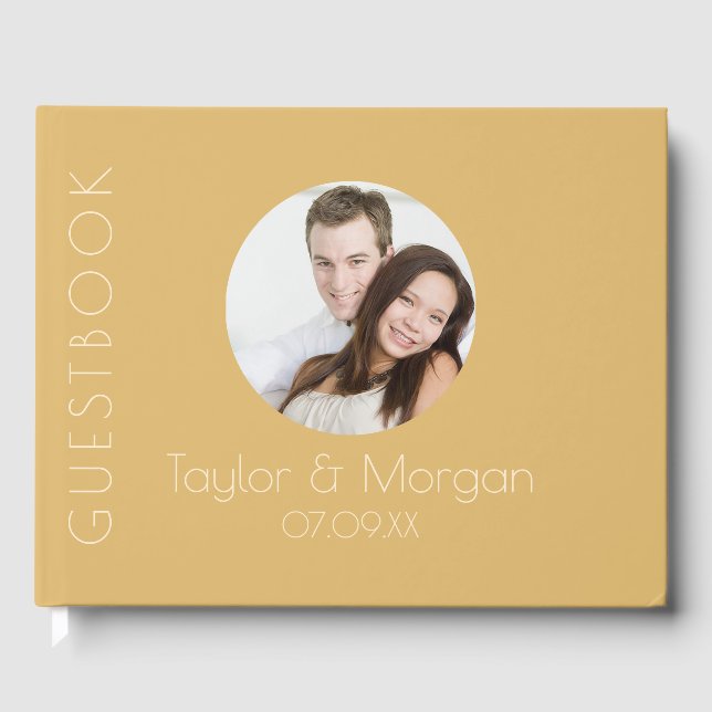 Moderne Champagne Tonal Wedding Gästebuch (Vorderseite)