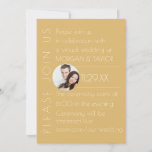 Moderne Champagner-Ton-Virtual-Wedding, Foto Einladung