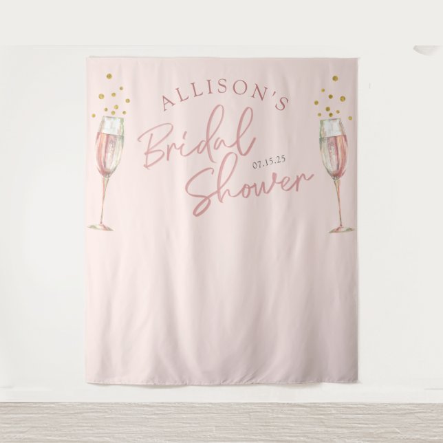 Moderne Champagnerflöten mit schicker Kalligrafie Wandteppich (Vorderseite)