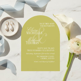 Moderne Chartreuse-Formale-Bogen-Hochzeit Einladung