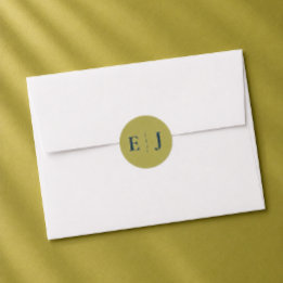 Moderne Chartreuse-Monogramm-Hochzeitsaufkleber Runder Aufkleber