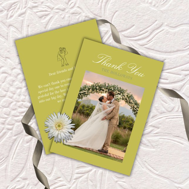 Moderne Chartreuse-Script-Hochzeits-Dankeskarten Dankeskarte (Modern Chartreuse Script Wedding Thank You Card)