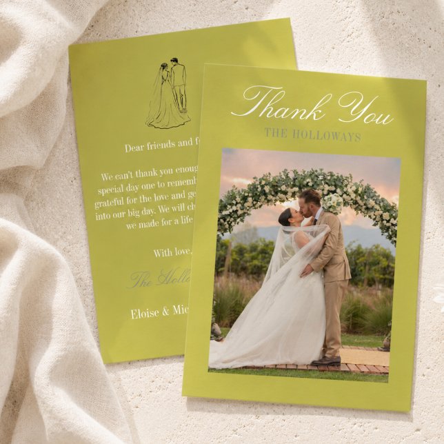 Moderne Chartreuse-Script-Hochzeits-Dankeskarten Dankeskarte (Modern Chartreuse Script Wedding Thank You Card
)