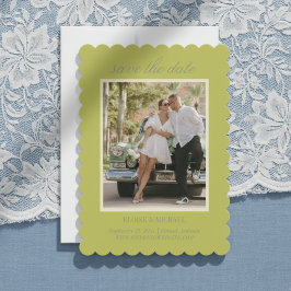 Moderne Chartreuse-Script-Hochzeitsfoto Save The Date