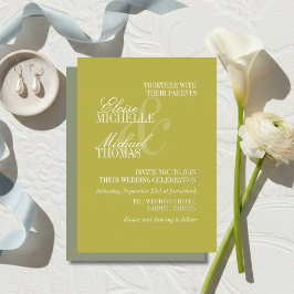 Moderne Chartreuse-Skriptformale Hochzeit Folieneinladung
