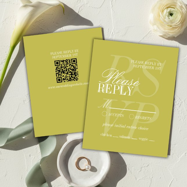 Moderne Chartreuse-Skriptformale Hochzeit  RSVP Karte (Modern Chartreuse Script Formal Wedding RSVP Card
)