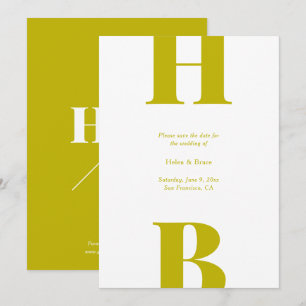 Moderne Chartreuse-Typografie-Monogramm-Hochzeit Save The Date