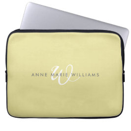 Moderne Chartreuse Weiße Schrift Monogramm Laptopschutzhülle
