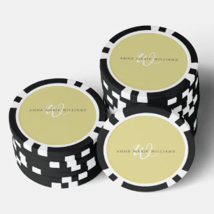 Moderne Chartreuse Weiße Schrift Monogramm Pokerchips