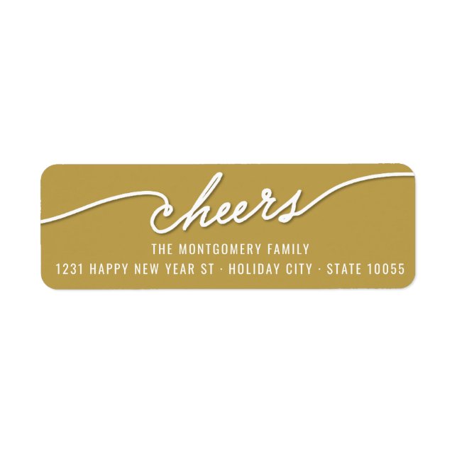 Moderne Cheers Calligraphy Gold Holiday Address (Vorne)