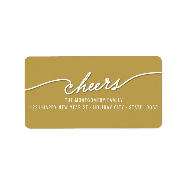 Moderne Cheers Calligraphy Gold Holiday Address (Vorne)