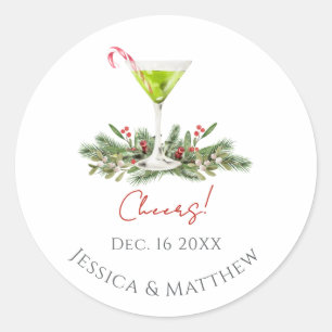 Moderne Cheers Candy Cane Cocktail Martini Paare Runder Aufkleber