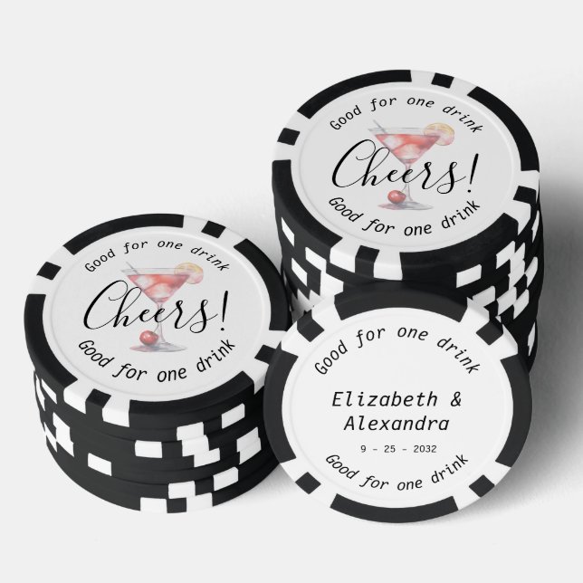 Moderne Cheers Cosmo Drink Wedg Pokerchips (Stapel)