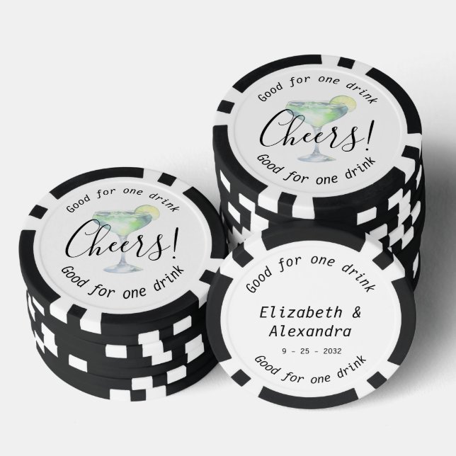 Moderne Cheers Daiquiri Drink Hochzeit Pokerchips (Stapel)