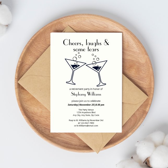 Moderne Cheers lacht Tears Cocktail Rentirement Einladung (Von Creator hochgeladen)