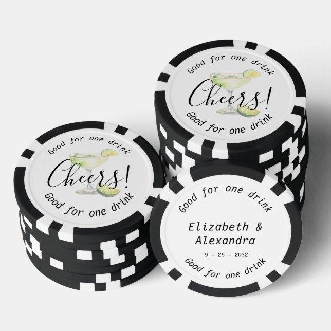 Moderne Cheers Margarita Drink Hochzeit Pokerchips (Stapel)