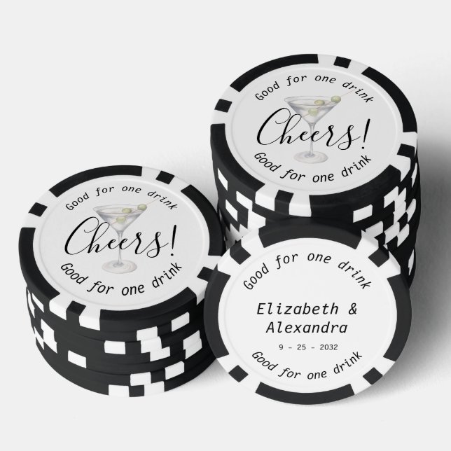 Moderne Cheers Martini Drink Wedding Pokerchips (Stapel)