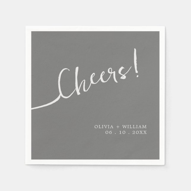 Moderne Cheers Silver Gray Wedding Napkins Serviette (Vorderseite)