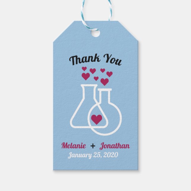Moderne Chemie Herz Hochzeit Vielen Dank Geschenkanhänger (Vorderseite)